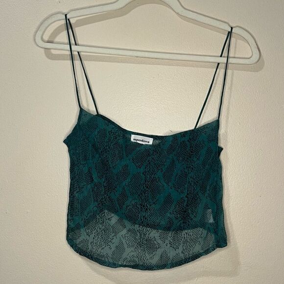 SUPERDOWN Becca Square Neck Top in Teal Snake XS - Picture 6 of 9